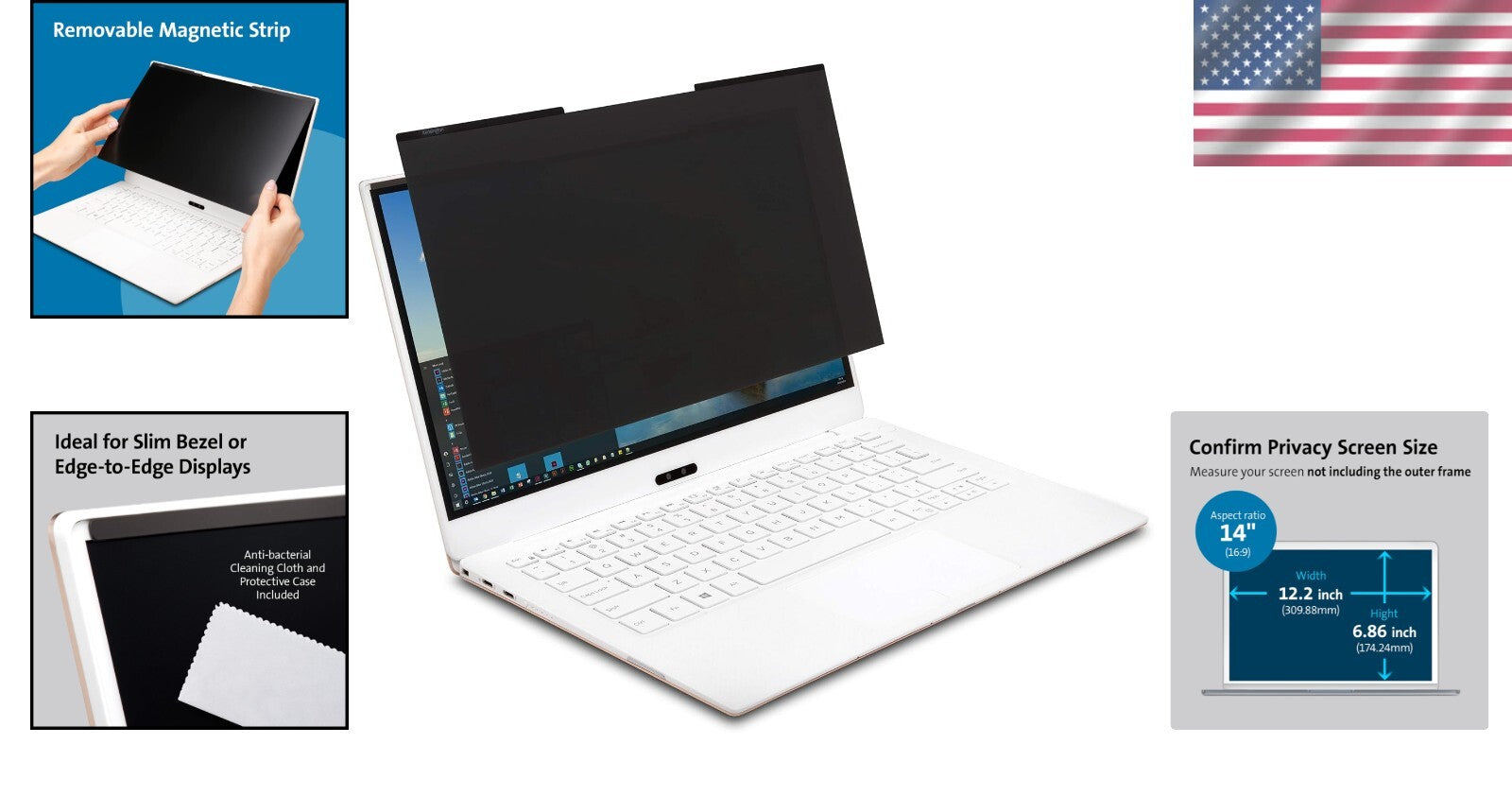 14" Laptop Privacy Screen with Magnetic Strip - Protect Against Visual Breaches