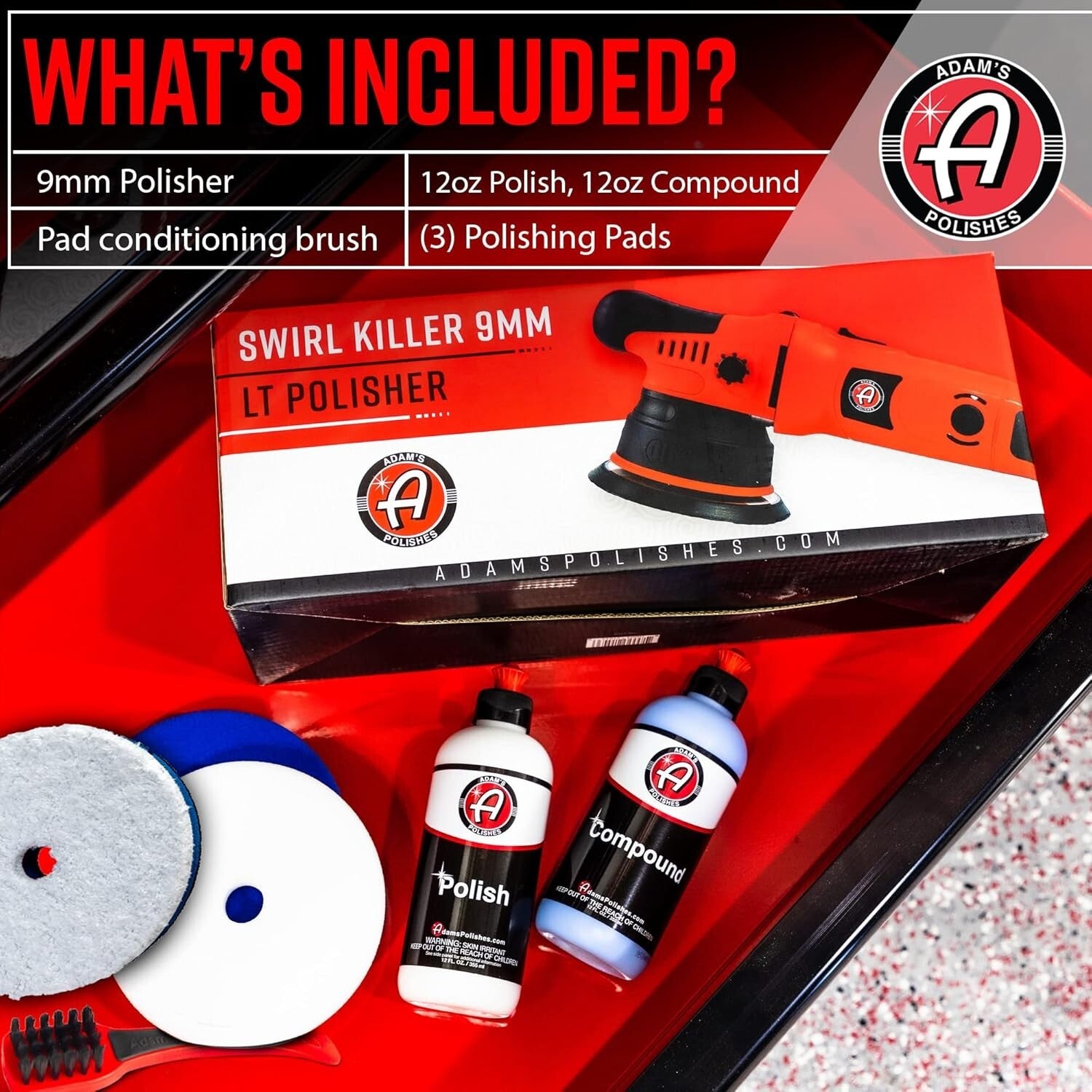 9mm Dual Action Car Polisher Kit with Polish & Compounds for Flawless Detailing