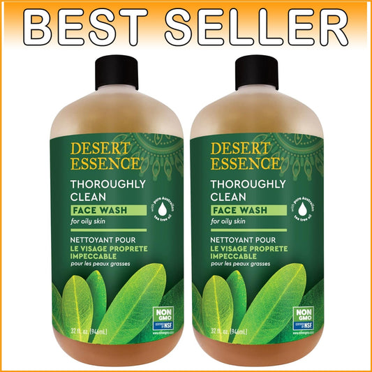Thoroughly Clean Face Wash - 32 Fl Oz Pack of 2 - Tea Tree Oil & Essential Oils