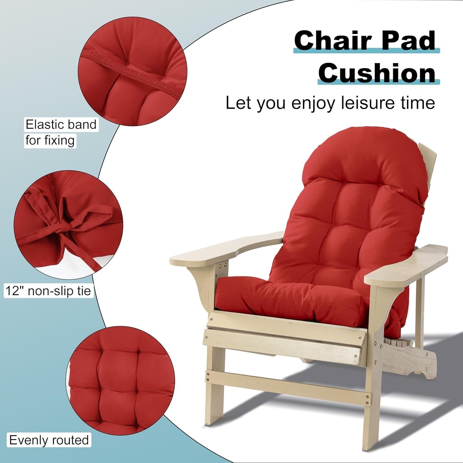 Elegant Red Adirondack Chair Cushion 44x19.4-Inch, Fade-Resistant & Comfortable