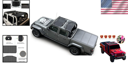 Black Screen Roof Cover for Jeep Gladiator 2018-2023 - Easy Installation