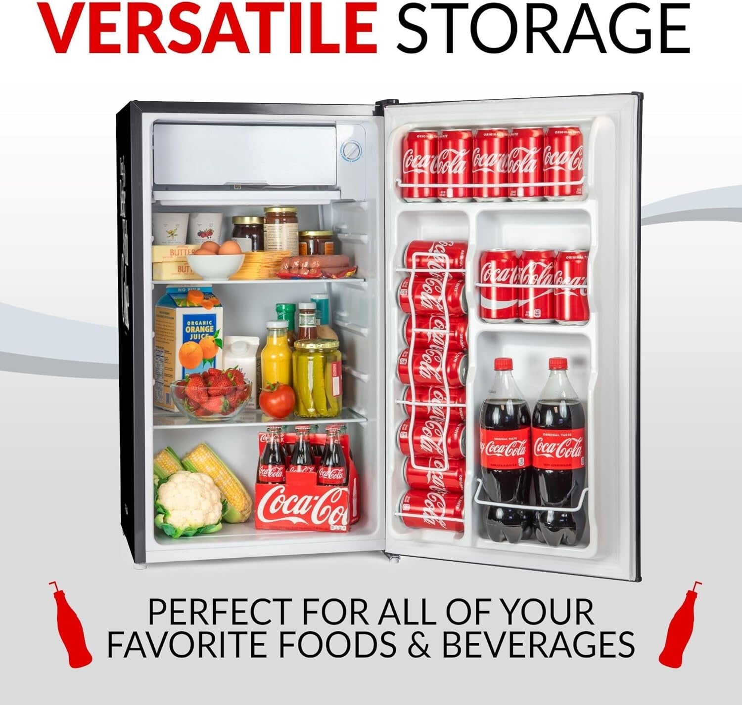 Energy Efficient Black 3.2 Cu. Ft. Fridge with Adjustable Thermostat & Shelves