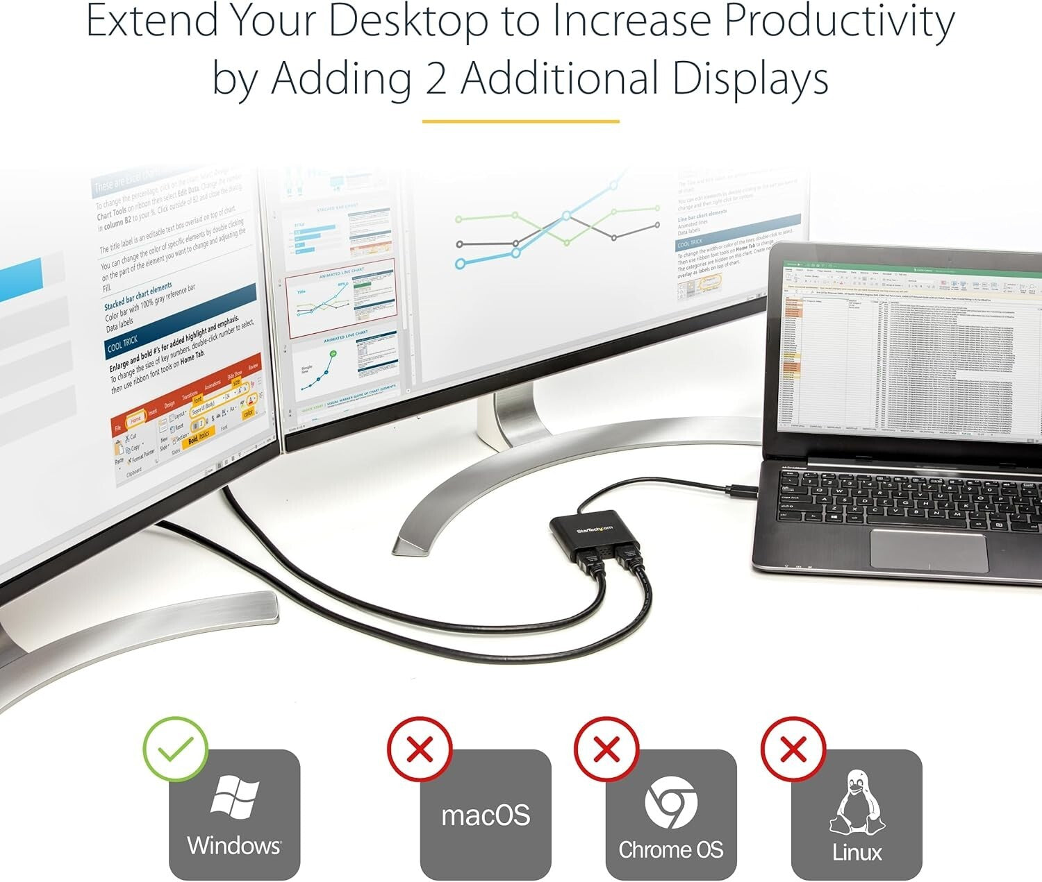 Enhance Workstation Efficiency with USB to Dual HDMI Adapter, 4K Support