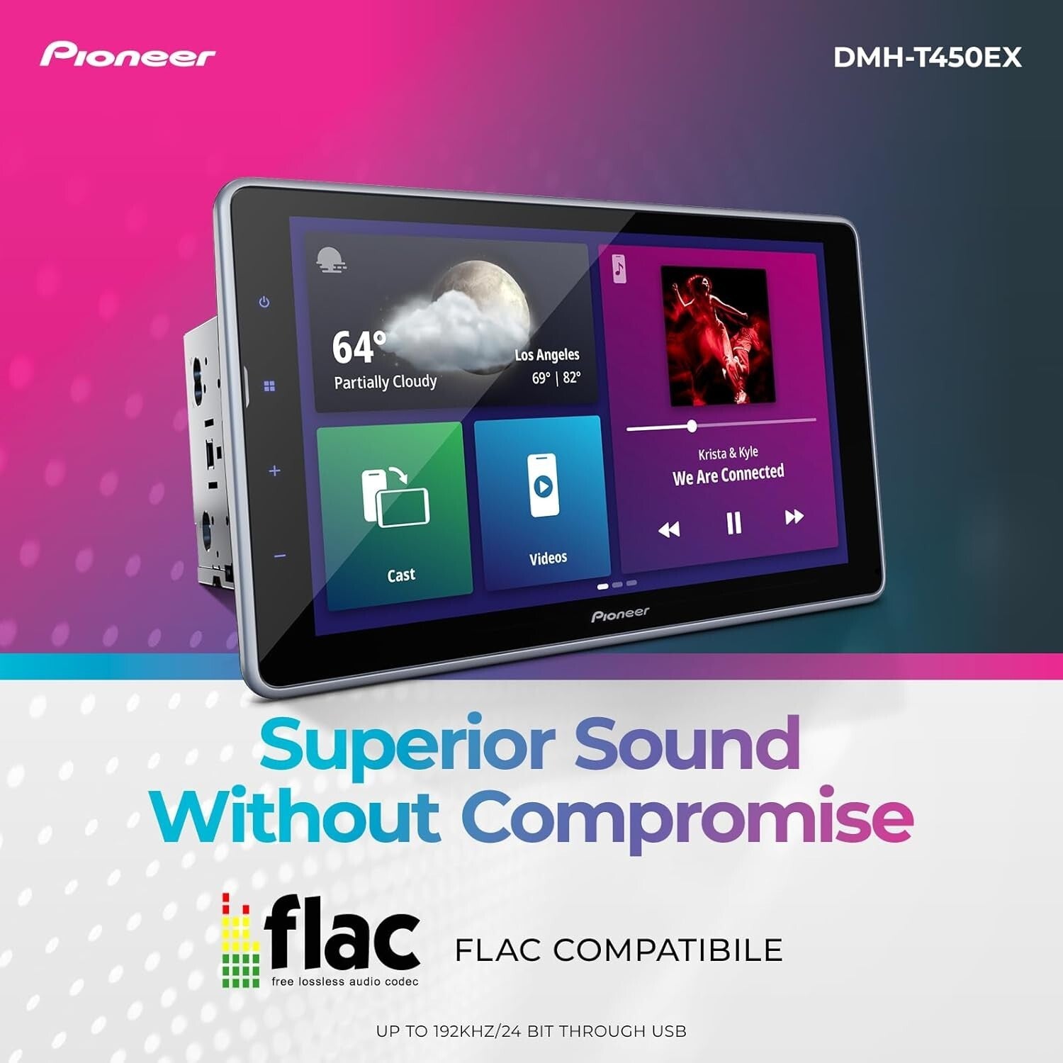 Sleek Multimedia Receiver with 9" Touchscreen, Bluetooth & Alexa Integration