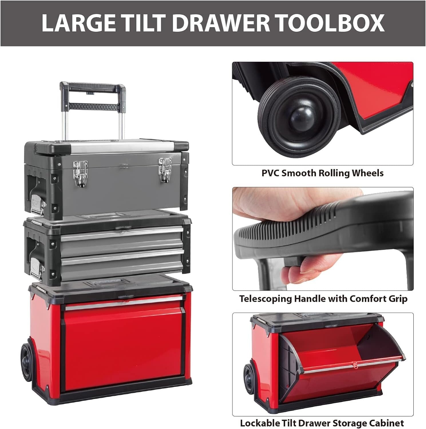 Efficient Upright Rolling Tool Cart - Space-Saving Toolbox & Storage, 200 lbs