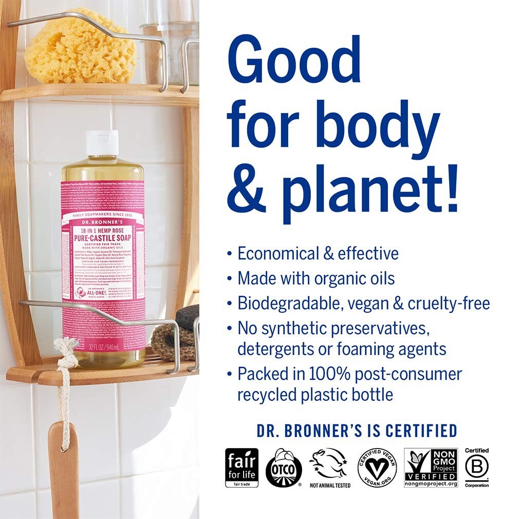18-in-1 Organic Rose Castile Soap Gallon – Eco-Friendly, Concentrated Cleanser