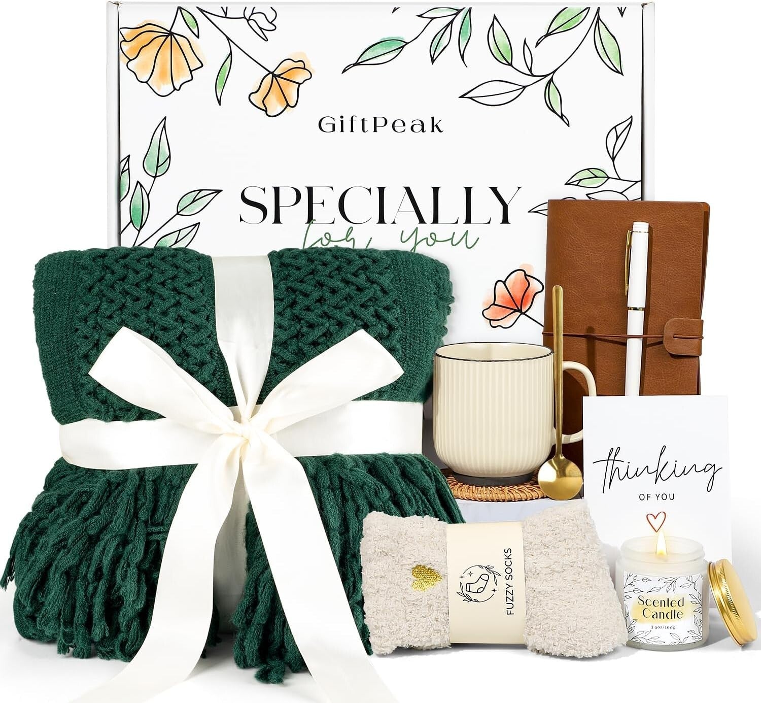 Elegant Sympathy Gift Basket: Cozy Fleece Blanket, Candle & Pampering Essentials