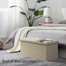 Load image into Gallery viewer, Elegant 30-Inch Linen Ottoman with Storage - Ideal for Living Room or Bedroom