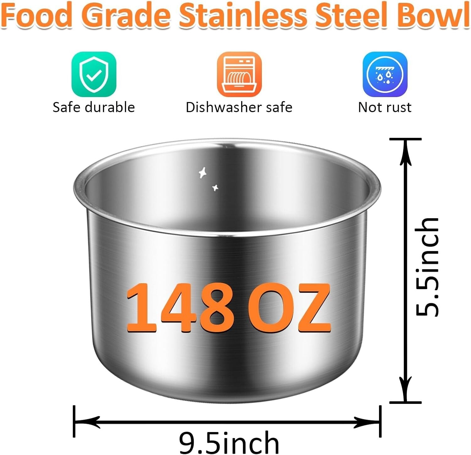 4.4L Stainless Steel Elevated Dog Water Bowl with Non-Slip Base for Large Dogs