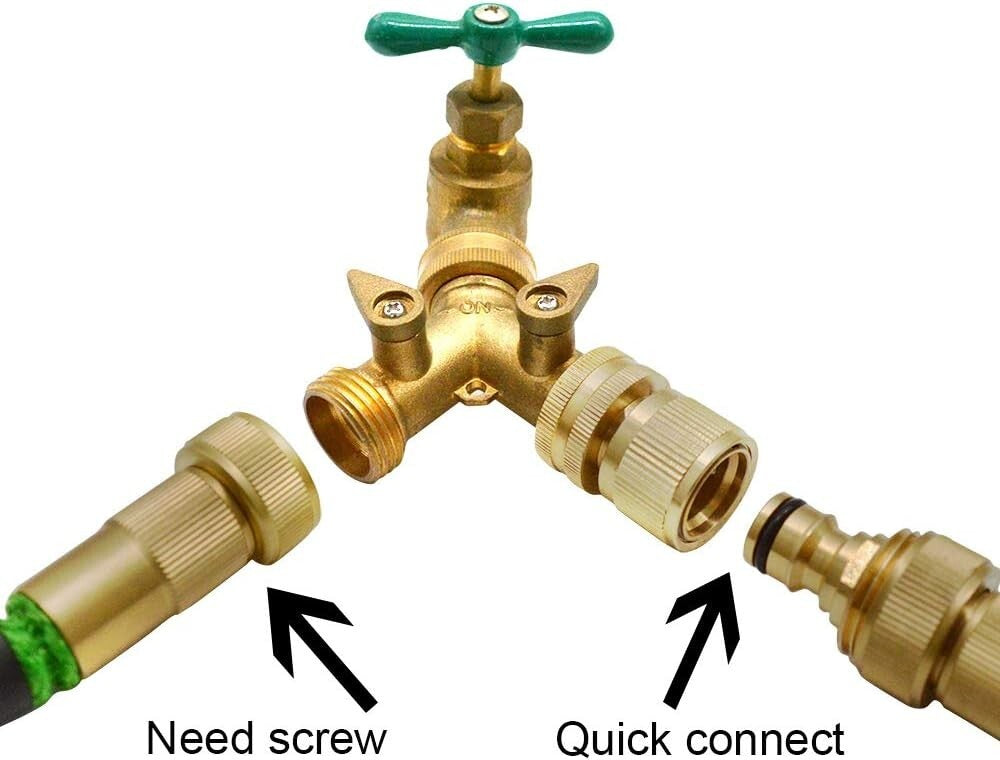 Durable Brass Quick Connect Garden Hose Fittings - Leak-Free 3/4 Inch GHT Set