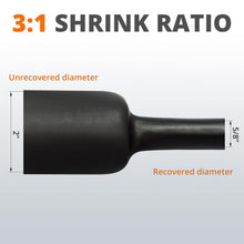 Load image into Gallery viewer, Black 2" Polyolefin Heat Shrink Tubing - 3:1 Ratio - Durable &amp; Efficient