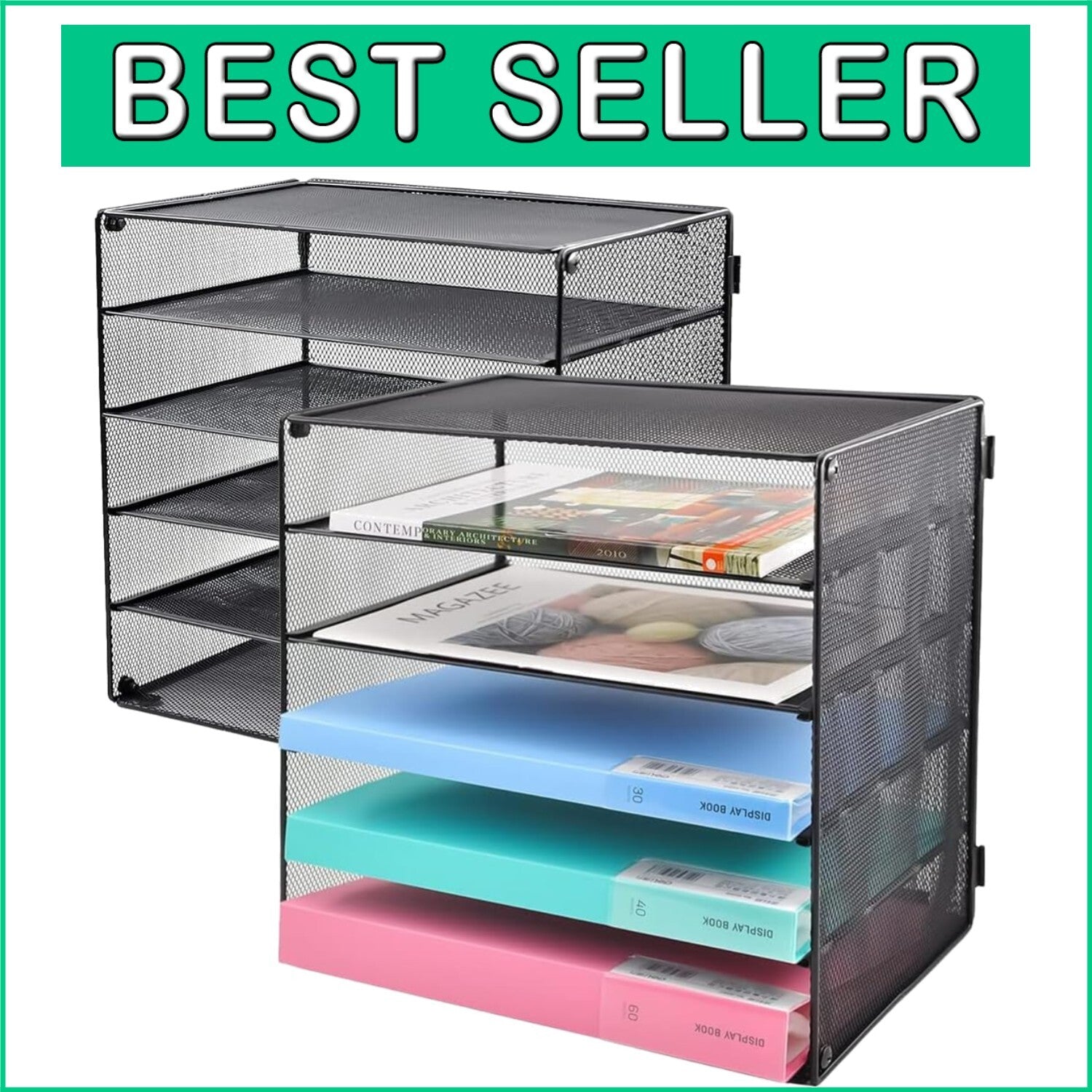 Durable 5-Tier Paper Tray for Office - Elegant Black Metal Storage Solution