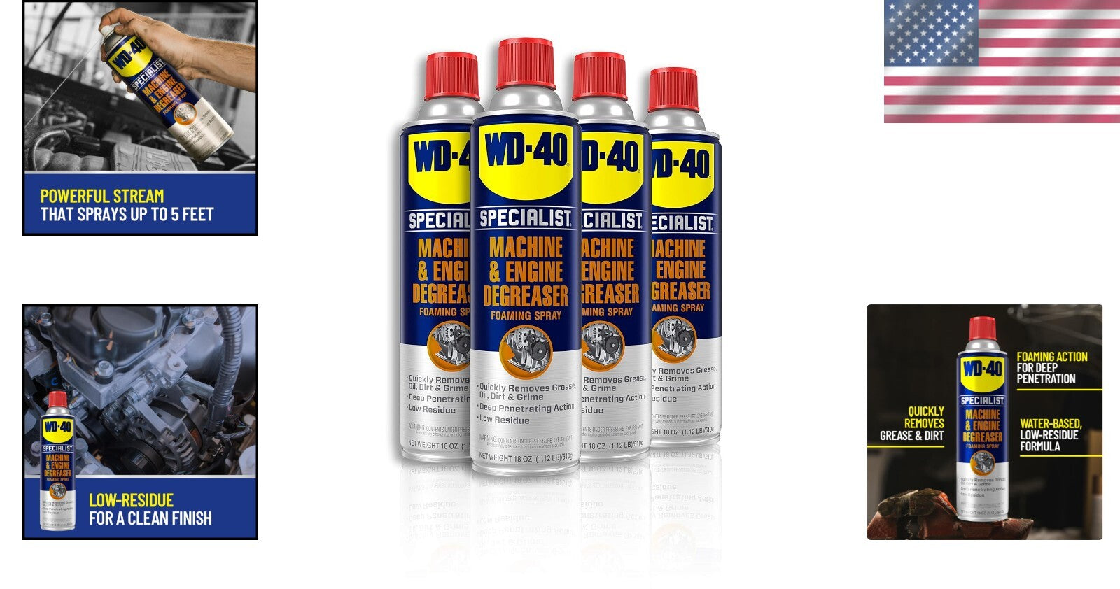 18 OZ Heavy-Duty Foaming Degreaser Spray [4-Pack] - Engine & Machinery Cleaner