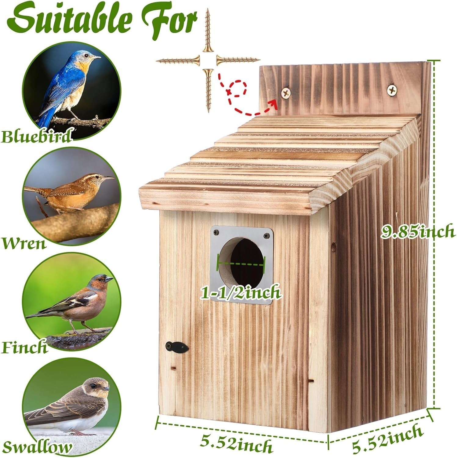 Attractive 3-Pack Wooden Bluebird Houses with Predator Protection - Great Gift
