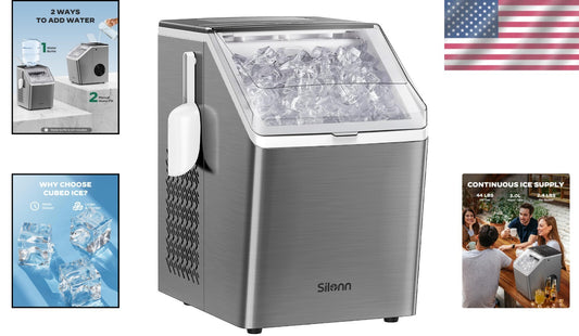 Rapid Ice Maker for Home & Parties - 44lbs Daily Production, Crystal-Clear Cubes