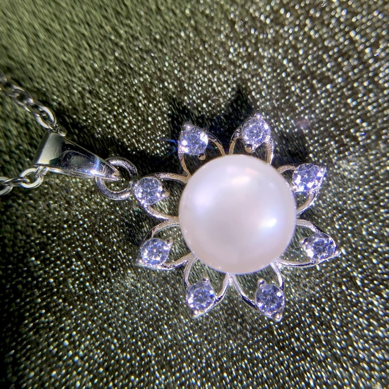 Elegant Sunflower Pearl Necklace in Sterling Silver - Graduation Gifts for Girls