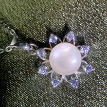 Load image into Gallery viewer, Elegant Sunflower Pearl Necklace in Sterling Silver - Graduation Gifts for Girls