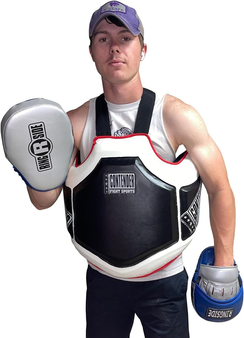 Durable Adjustable Boxing Body Protector – Black/White for Trainers and Athletes