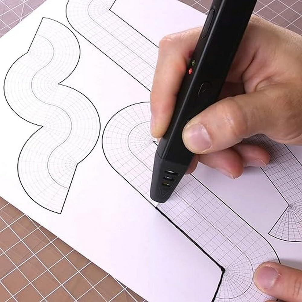 Ergonomic 3D Printing Pen with Adjustable Flow for Kids & Artists - Black