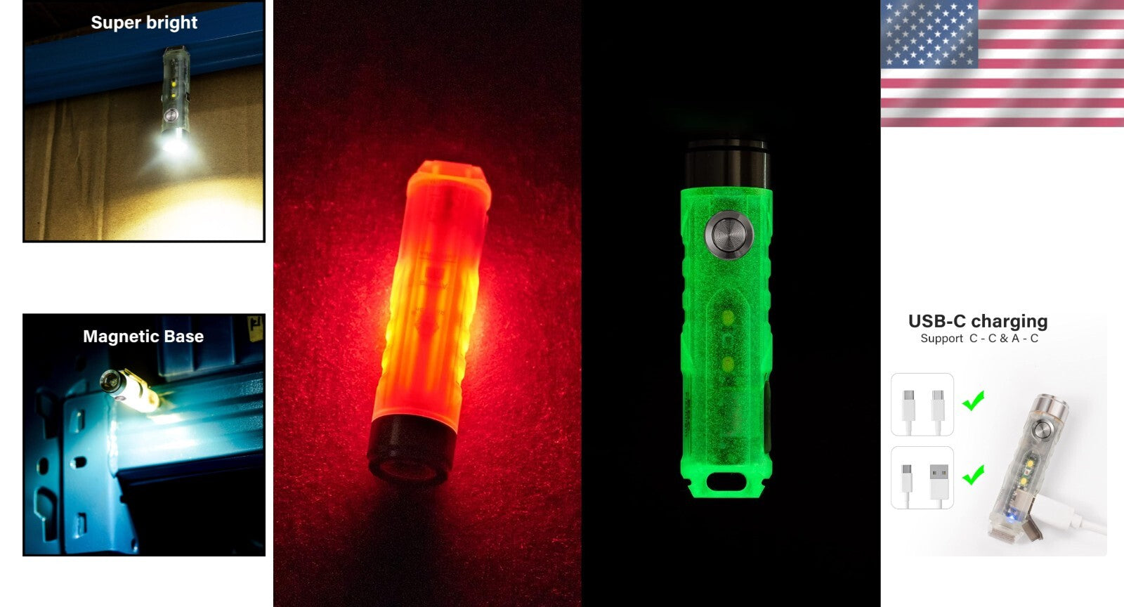 Versatile Magnetized LED Flashlight with 650 Lumens & Glow-in-the-Dark Function