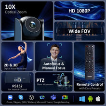Load image into Gallery viewer, FHD 1080p Remote Controlled PTZ Camera - Perfect for Live Streaming Meetings