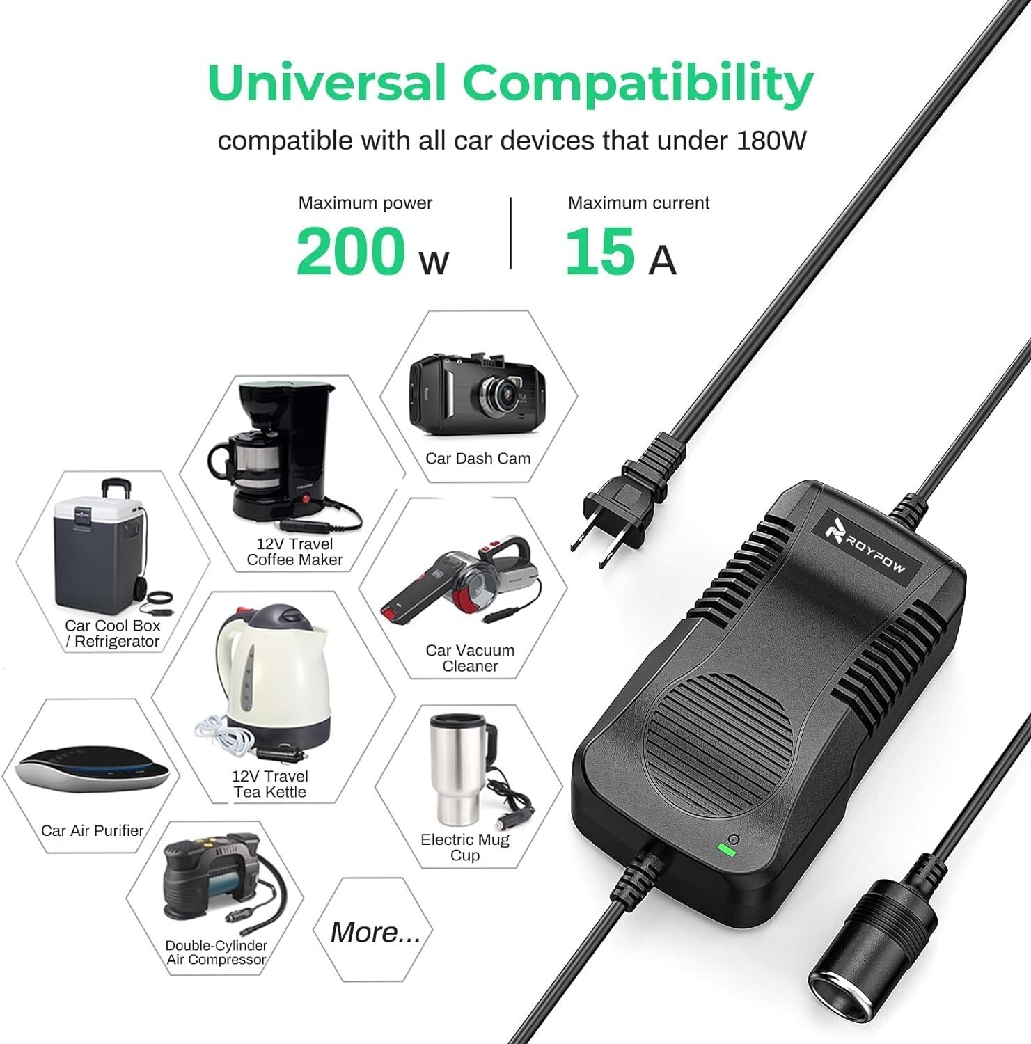 180W AC to DC Converter: 15A Adapter for 12V Automotive Power Solutions