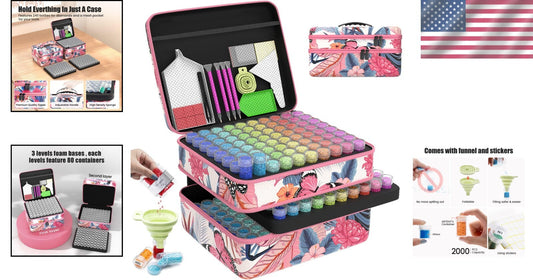 Durable Pink 240 Slots Diamond Art Organizer with Complete Tool Kit Included