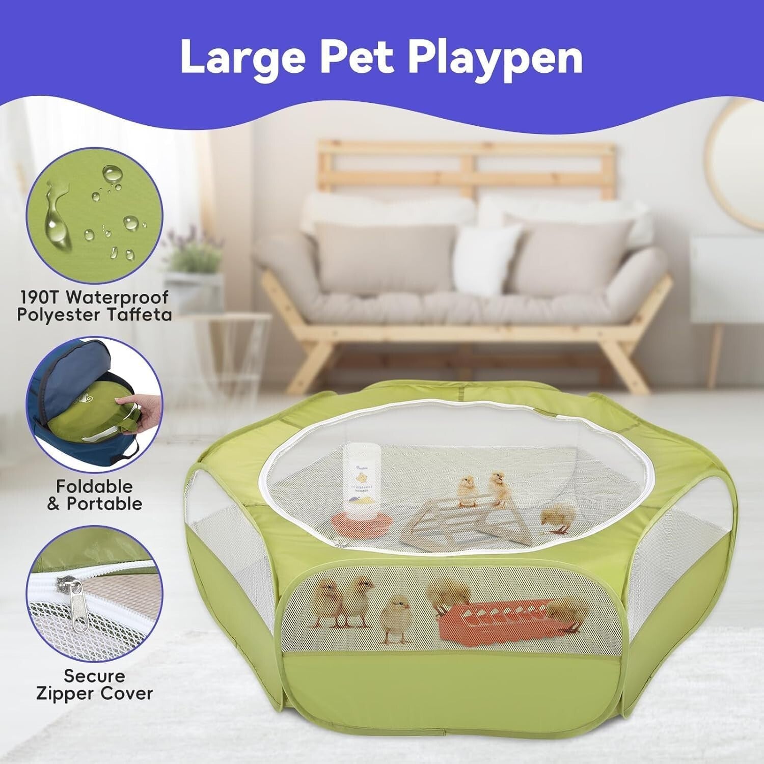 Lightweight 5-in-1 Brooder Kit for Chicks - Playpen, Feeder & Waterer Included