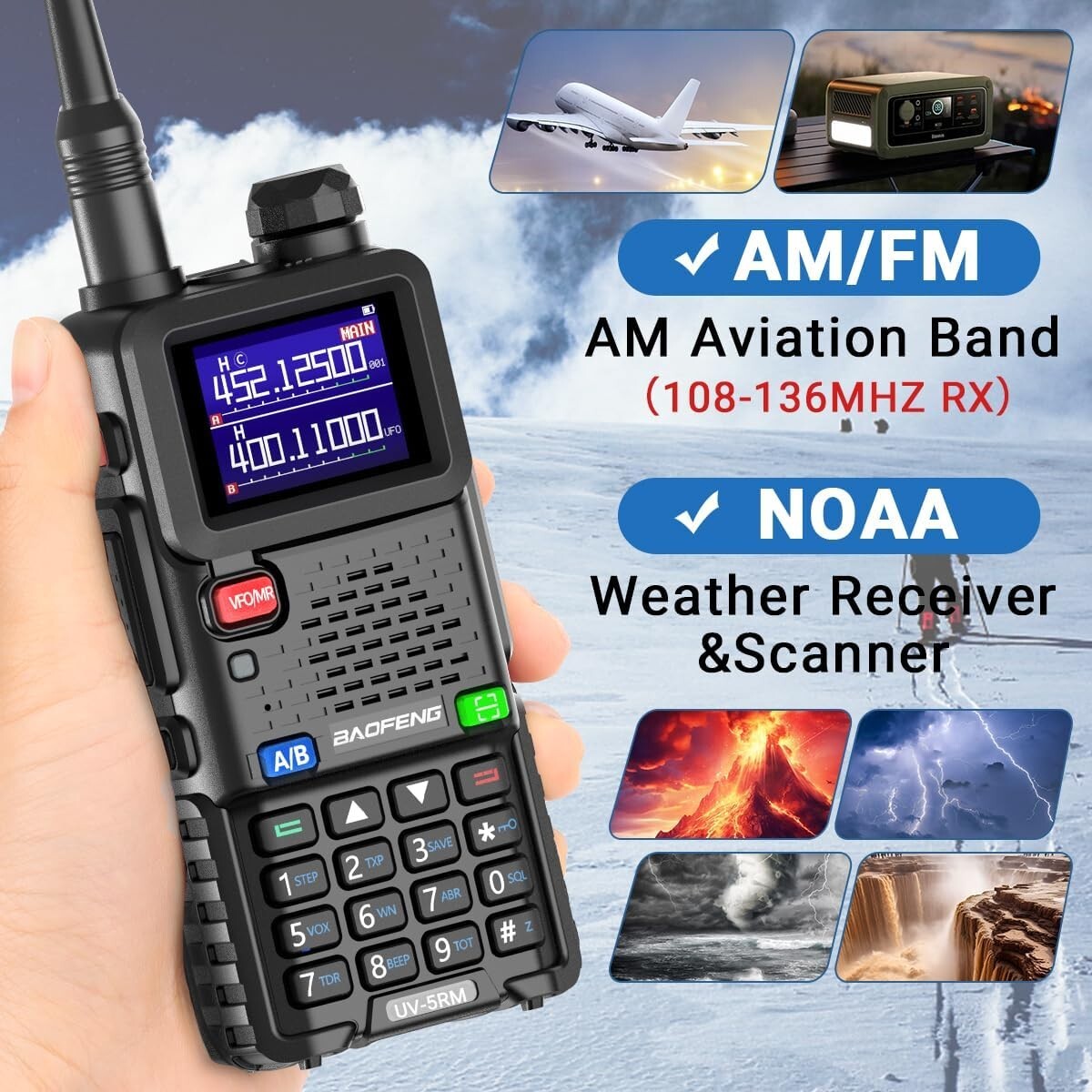 Multi-Band Ham Radio with 2500mAh Battery, NOAA Receiver - 2 Pack Walkie Talkies