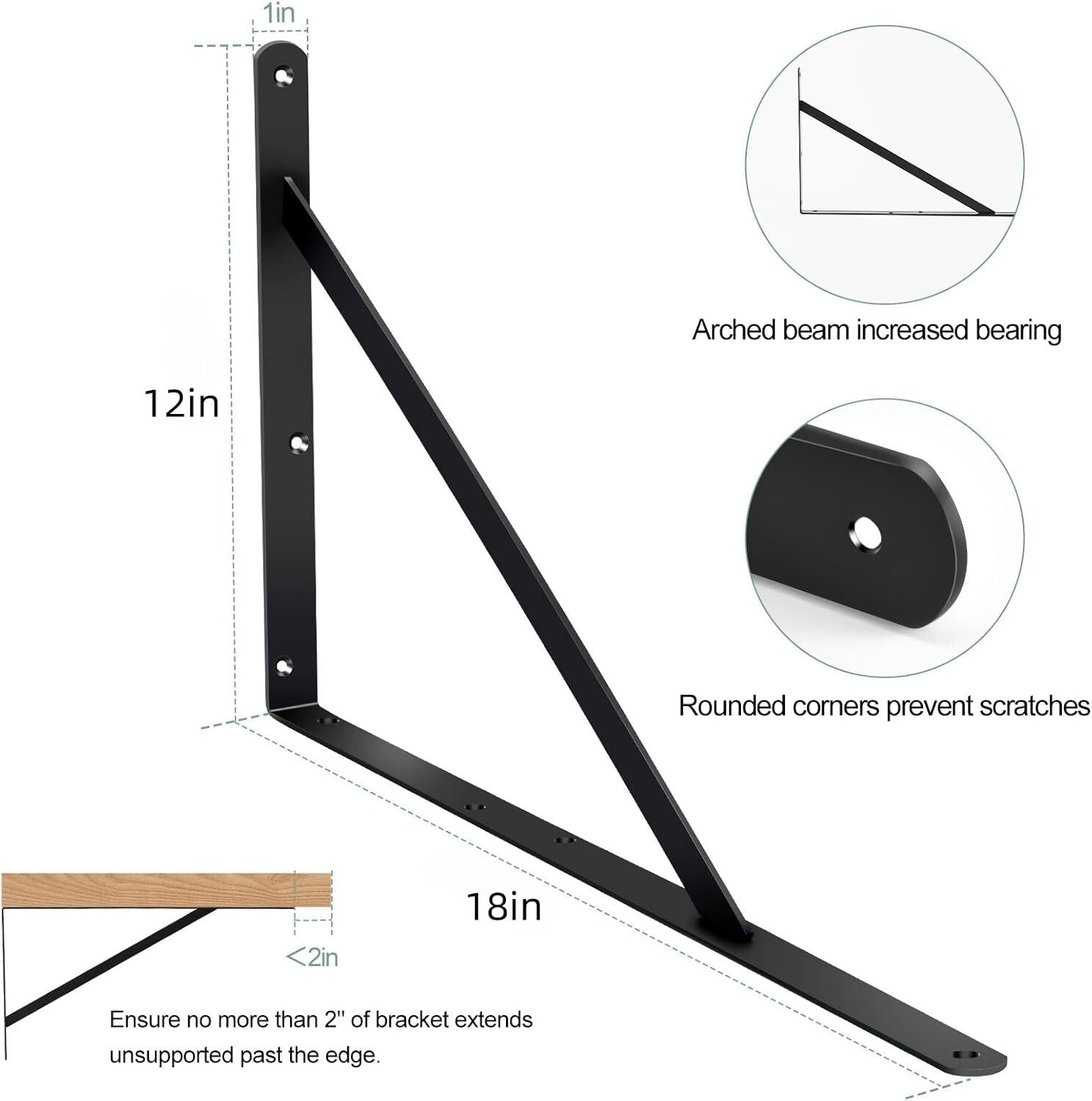 Premium 16-Pack Heavy Duty Shelf Brackets - 240lb Capacity, Powder Coated Finish
