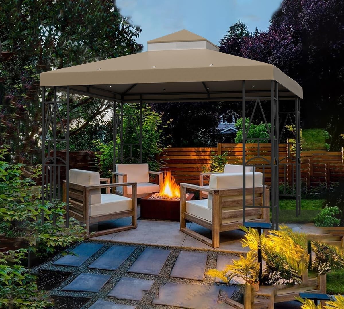 10x10 Double Tiered Canopy Replacement Top - Waterproof Sunshade Cover