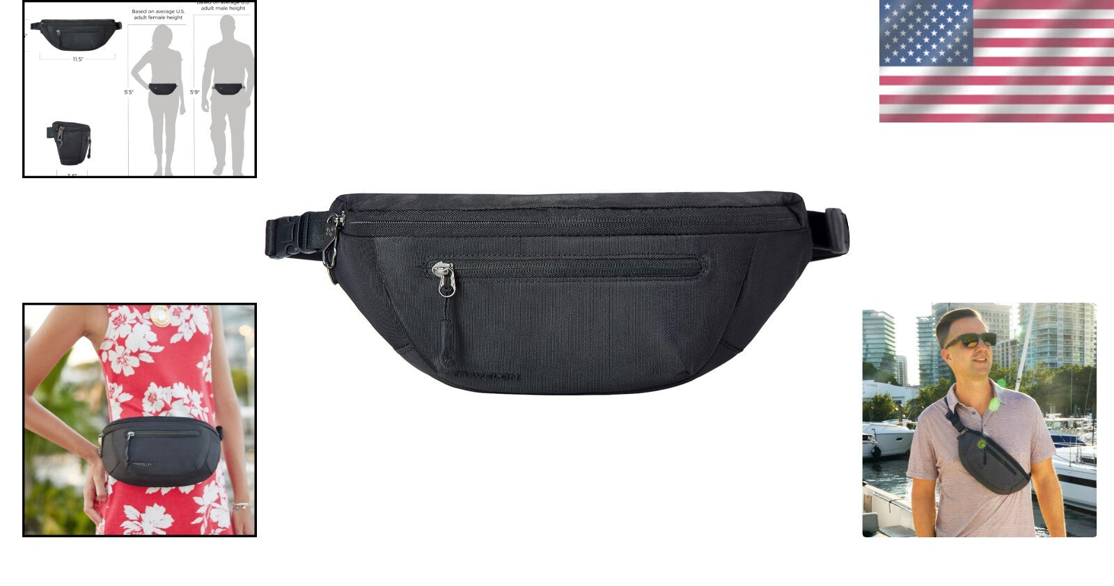 5-Point Anti-Theft Urban Waist Pack with RFID Protection - Stylish Security