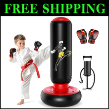 Load image into Gallery viewer, 66” Kids Inflatable Boxing Punching Bag &amp; Gloves - Fun Gym Toy for Ages 6-12