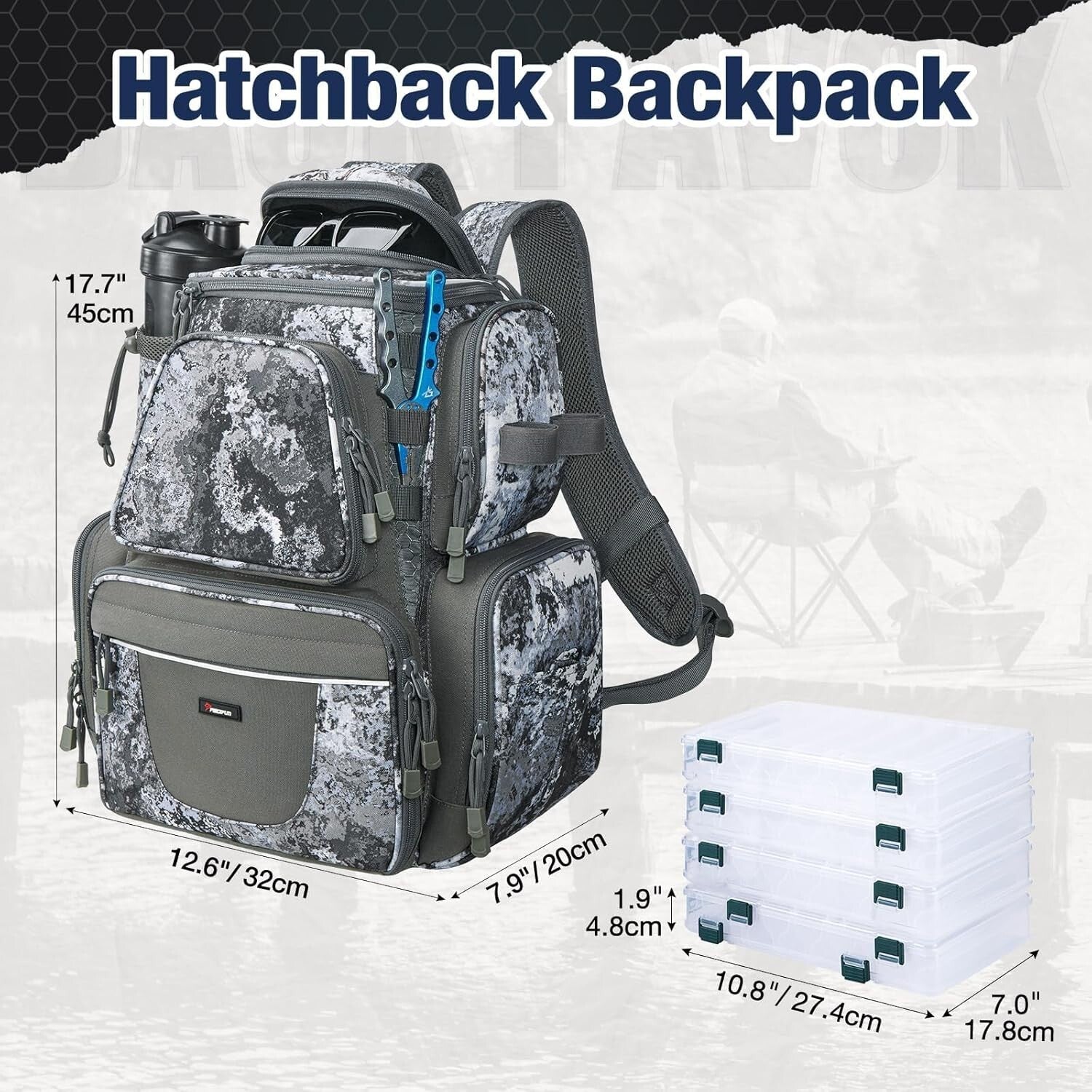 Affordable Fishing Tackle Backpack with Removable Clapboard & Reflective Strips