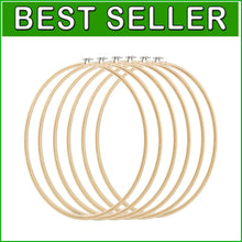 Load image into Gallery viewer, Smooth Finish 16-Inch Wood Embroidery Hoops - 6 Pieces for Creative Projects