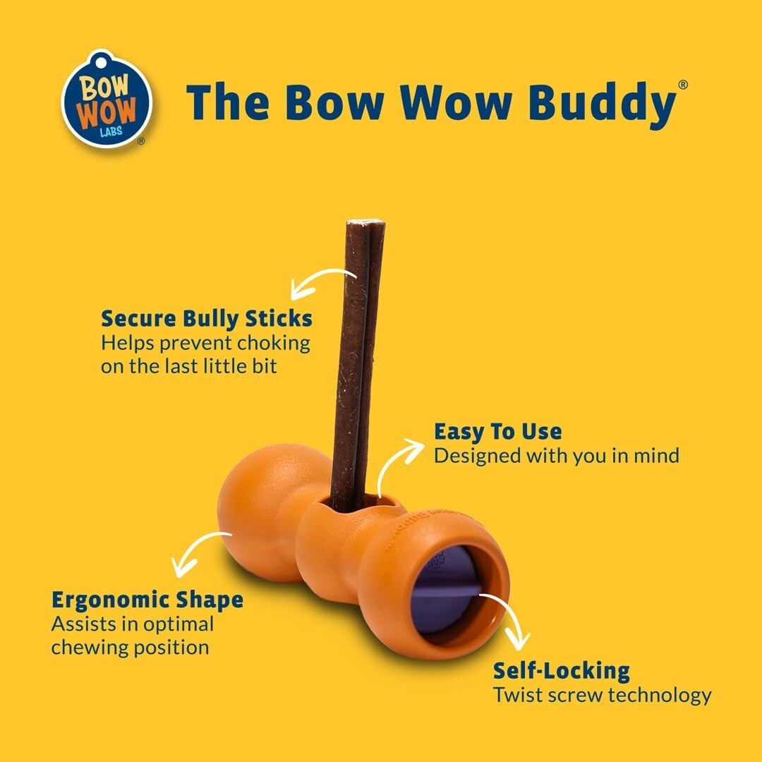 Bully Stick Holder for Large Dogs | Secure Chew Safety Device - Dishwasher Safe