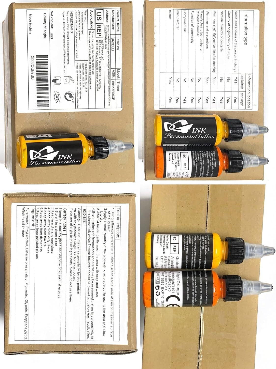 Professional Tattoo Ink Pigment Kit - 14 Colors, 1 fl oz Bottles for Skin Art