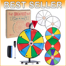 Load image into Gallery viewer, Interactive 12" Prize Wheel - Carnival Game with Dry Erase Faces &amp; Marker Set