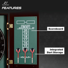 Load image into Gallery viewer, High-Density Sisal Bristle Dartboard &amp; Cabinet - Self-Healing &amp; Rotating Ring