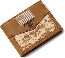 Load image into Gallery viewer, Unisex Leather Patriot Digital Camo Bifold Wallet - Stylish and Durable Brown