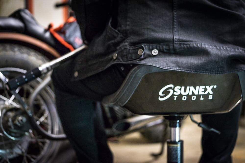 Telescoping Tractor Seat with Tool Tray & Heavy-Duty Casters - 300 lbs Capacity