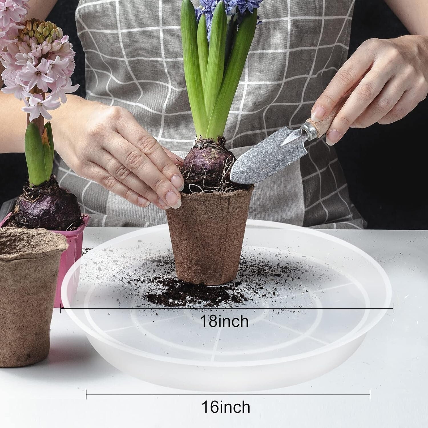 Eco-Friendly 18-Inch Plant Saucers - Pack of 6 Drip Trays for Indoor/Outdoor Use