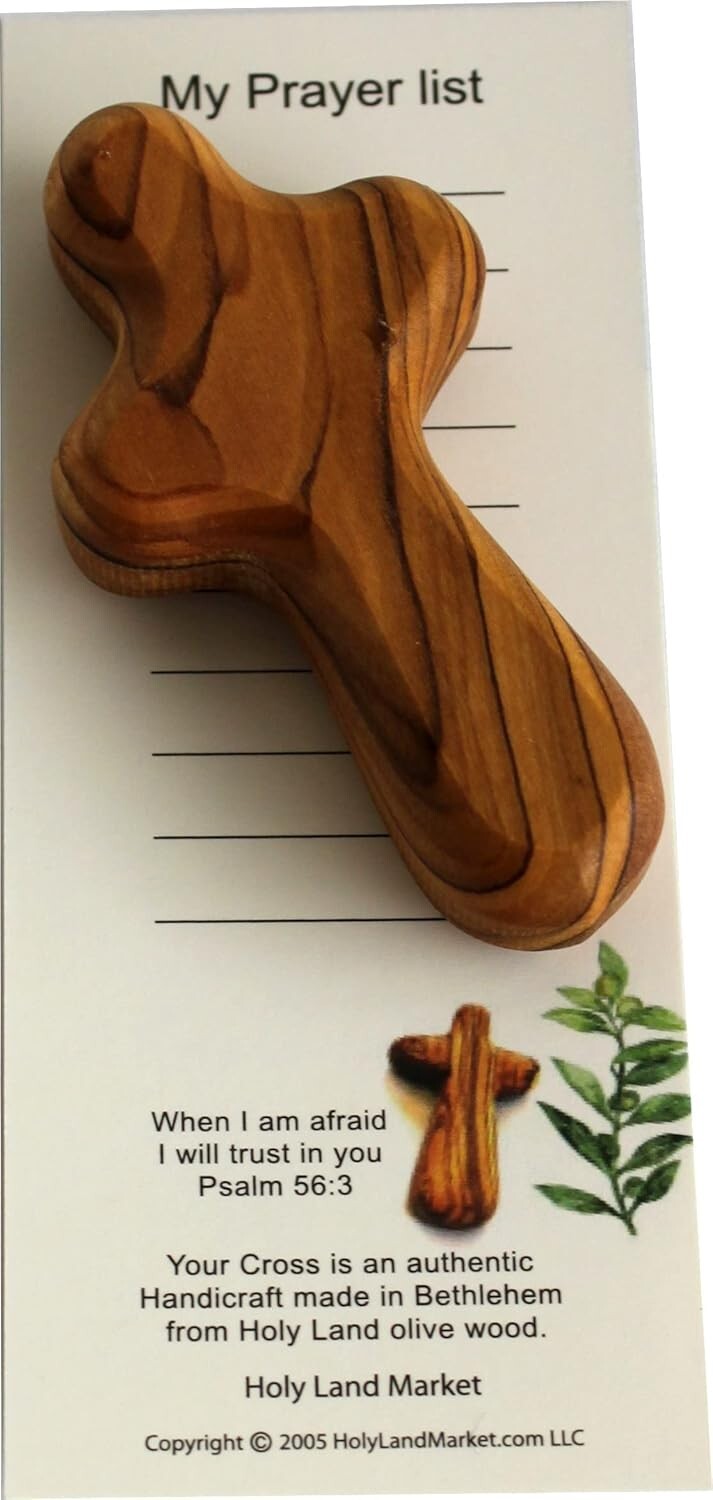 25 Compact Olive Wood Crosses with Authenticity Cards - Handmade in Bethlehem