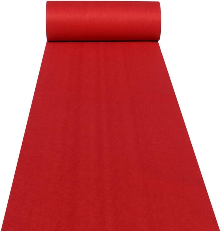 Versatile 30ft Red Wedding Carpet Runner - Easy to Cut & Customize for Events
