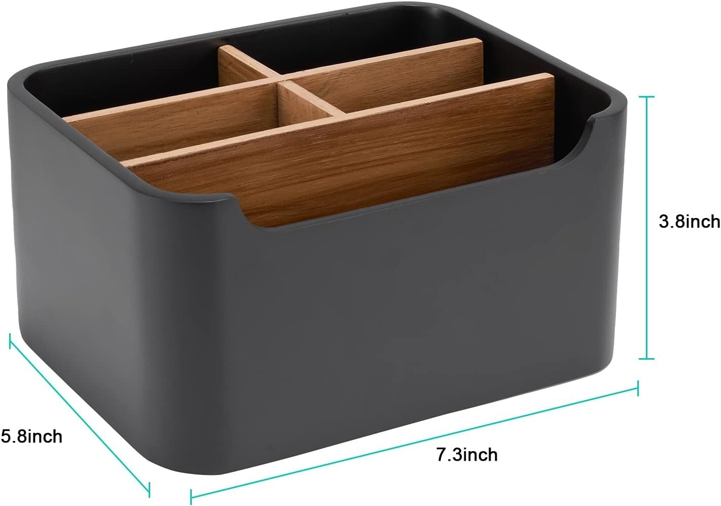 Versatile Polished Black Desk Organizer Set with 5 Compartments - Durable & Chic