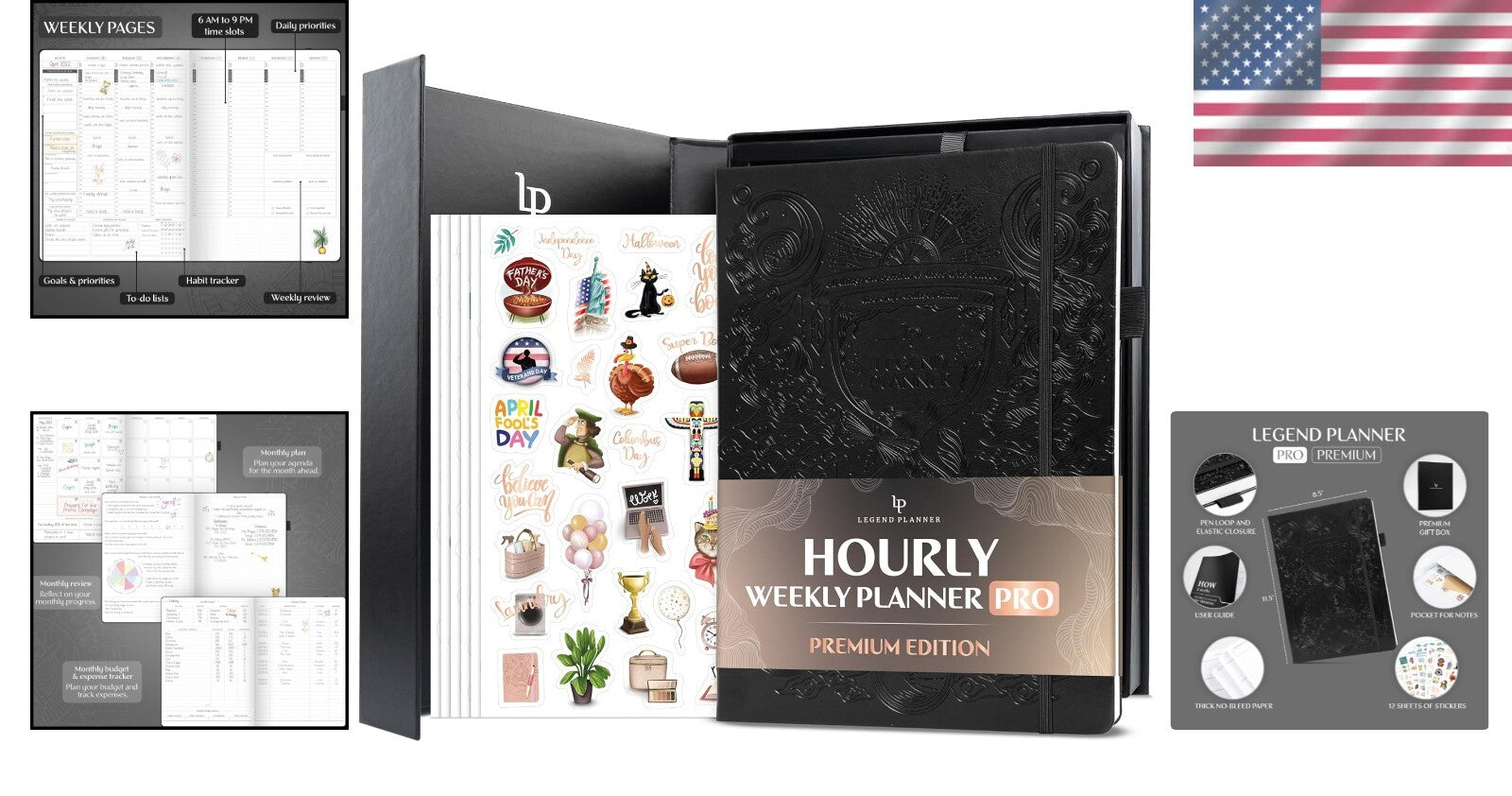 Elegant A4 Undated Schedule Planner with Stickers – Daily & Monthly Organizer