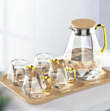 Load image into Gallery viewer, Diamond Design 68 oz Glass Water Pitcher with 4 Cups - Perfect for Entertaining
