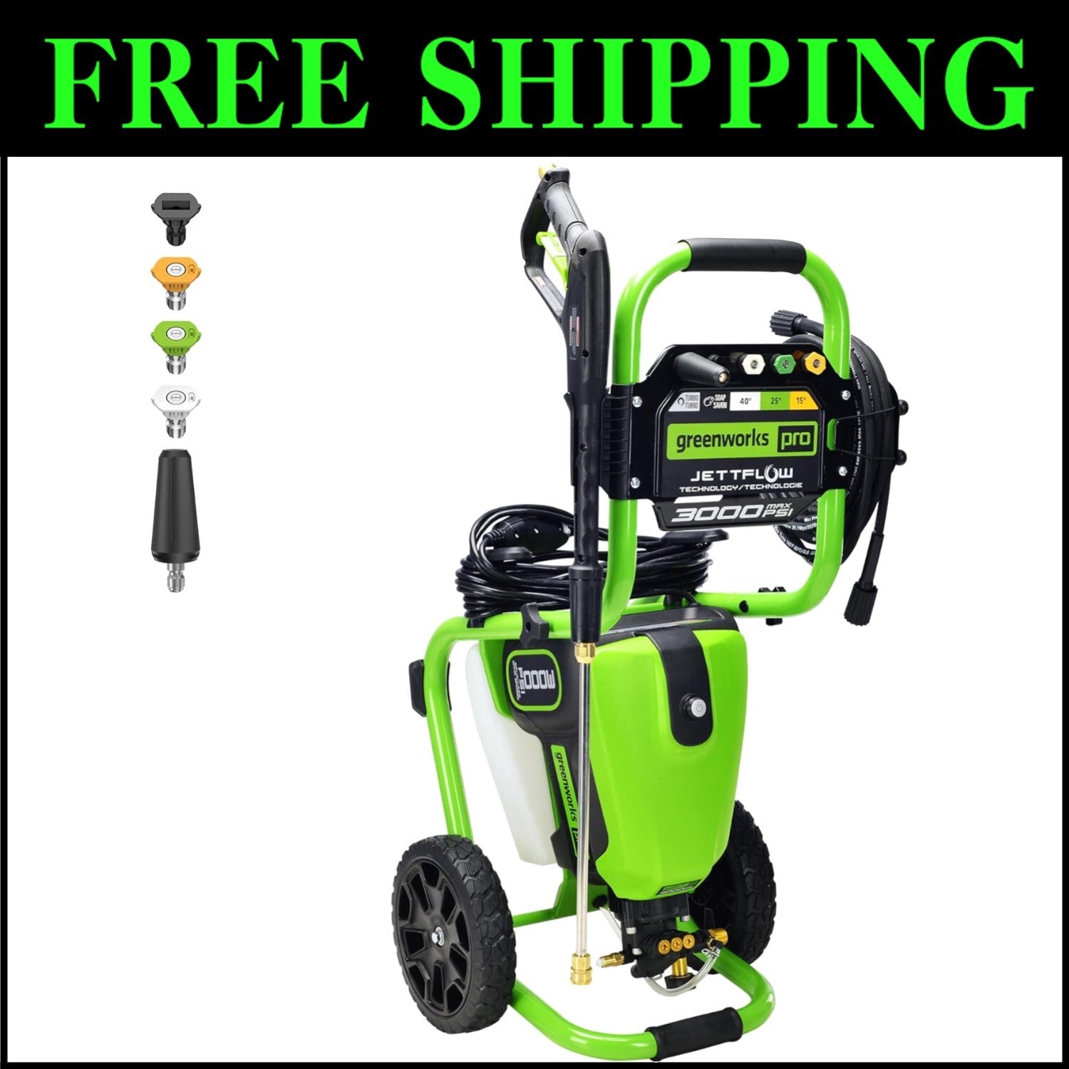 3000 PSI Portable Electric Pressure Washer - Includes Nozzle Accessories & More