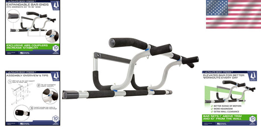 XL Elevated Doorway Pull Up Bar - Adjustable 24"-36" Width for Home Fitness