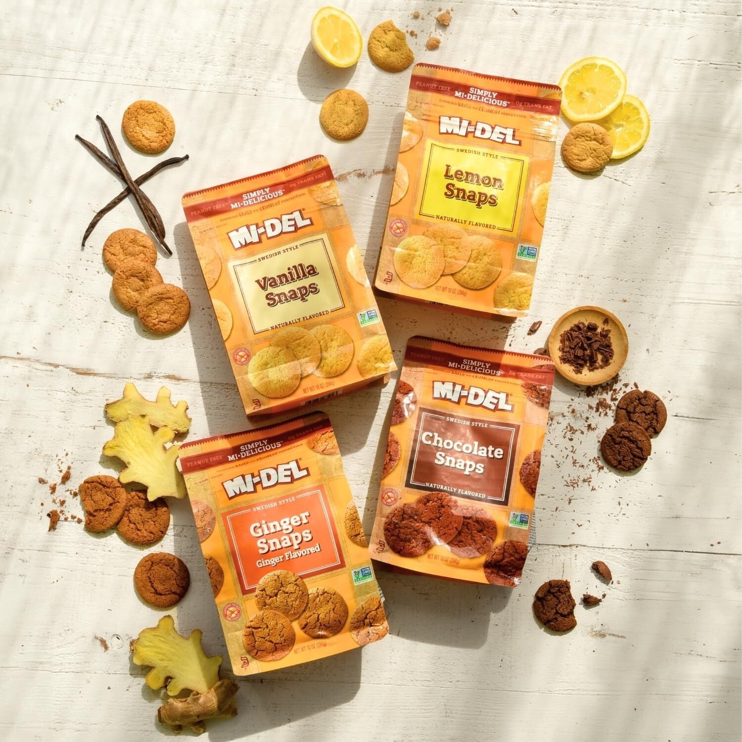 Authentic Lemon Flavor Crunch Cookies - Healthy Non-GMO Pack of 8